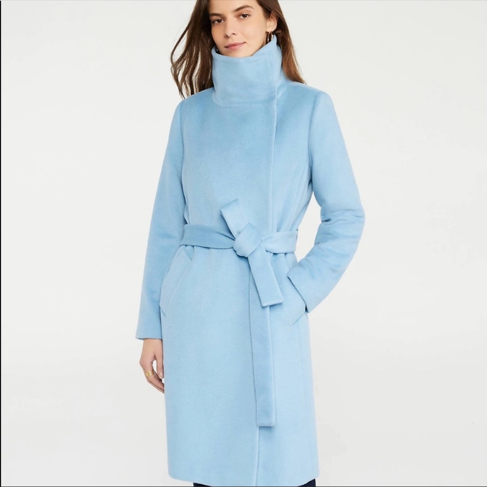 Ann Taylor blue tie wrap coat